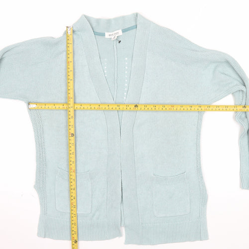 White Stuff Women's Blue Cotton Linen Open Knit Cardigan UK 8