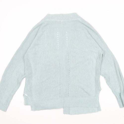 White Stuff Women's Blue Cotton Linen Open Knit Cardigan UK 8