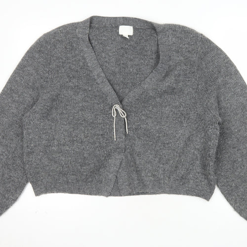 H&M Women’s Grey V-Neck Chunky Knit Cardigan Size 16 Relaxed Fit