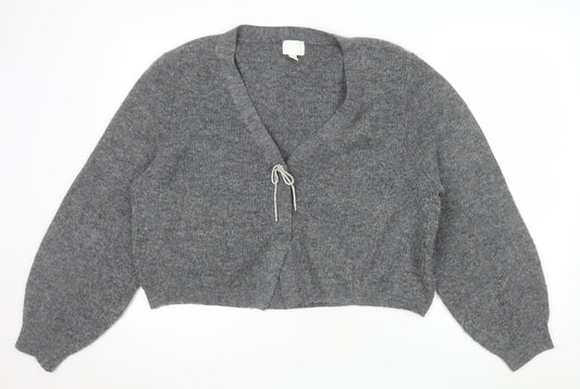 H&M Women’s Grey V-Neck Chunky Knit Cardigan Size 16 Relaxed Fit