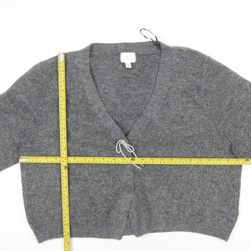 H&M Women’s Grey V-Neck Chunky Knit Cardigan Size 16 Relaxed Fit