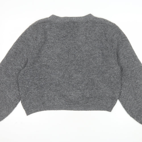 H&M Women’s Grey V-Neck Chunky Knit Cardigan Size 16 Relaxed Fit