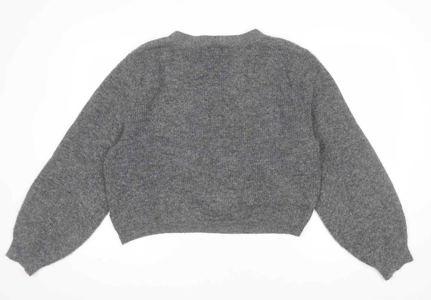 H&M Women’s Grey V-Neck Chunky Knit Cardigan Size 16 Relaxed Fit