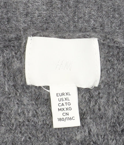 H&M Women’s Grey V-Neck Chunky Knit Cardigan Size 16 Relaxed Fit
