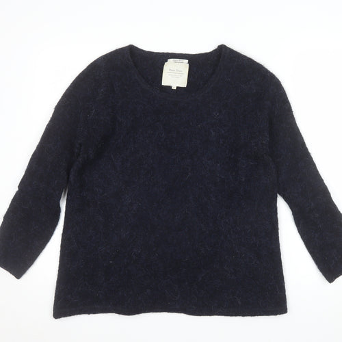 Part Two Women Navy Blue Alpaca Blend Wool Jumper XS Round Neck Long Sleeve