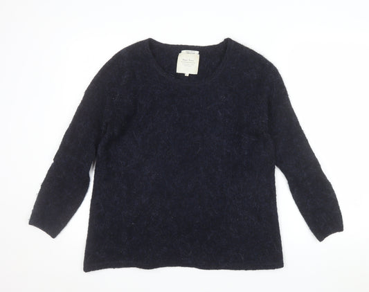 Part Two Women Navy Blue Alpaca Blend Wool Jumper XS Round Neck Long Sleeve