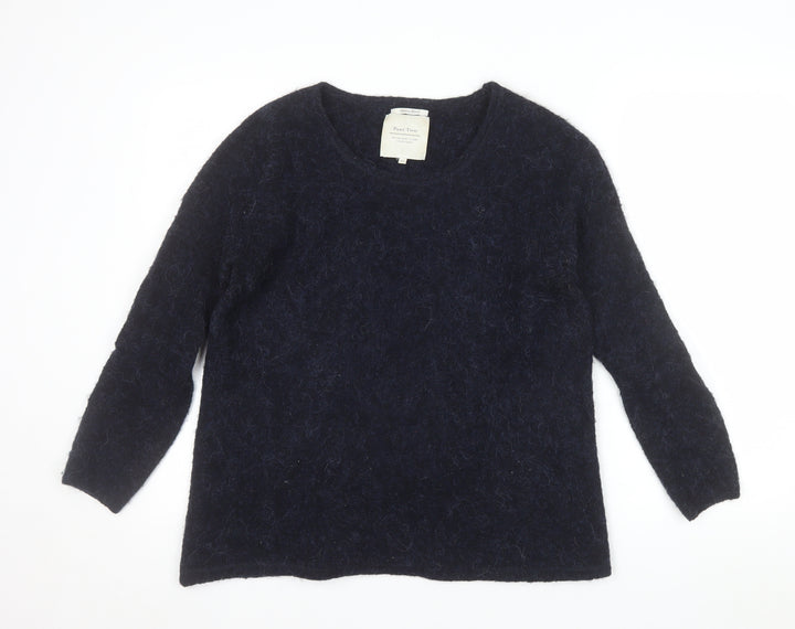 Part Two Women Navy Blue Alpaca Blend Wool Jumper XS Round Neck Long Sleeve