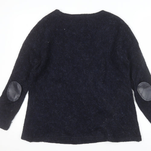 Part Two Women Navy Blue Alpaca Blend Wool Jumper XS Round Neck Long Sleeve