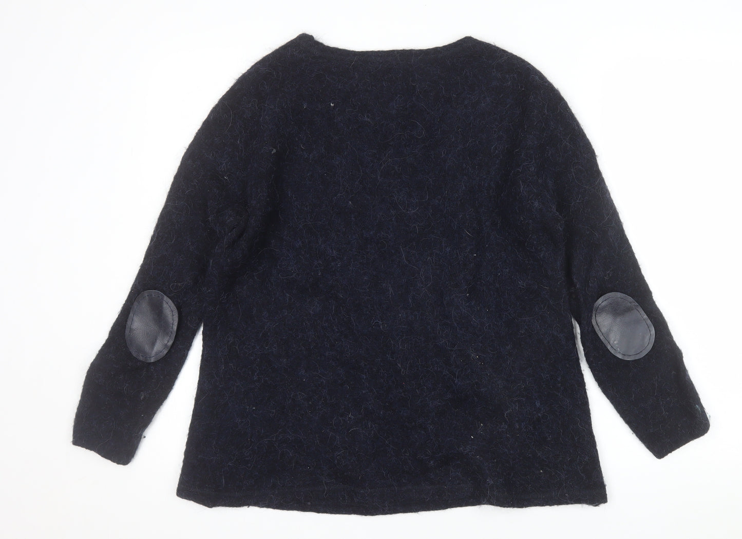 Part Two Women Navy Blue Alpaca Blend Wool Jumper XS Round Neck Long Sleeve