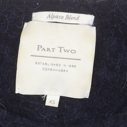 Part Two Women Navy Blue Alpaca Blend Wool Jumper XS Round Neck Long Sleeve