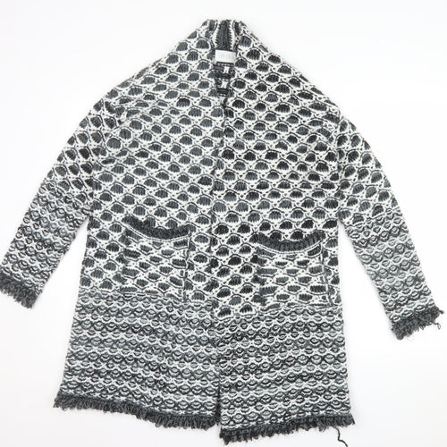 Savida Women Grey Chunky-Knit Long Cardigan Size S