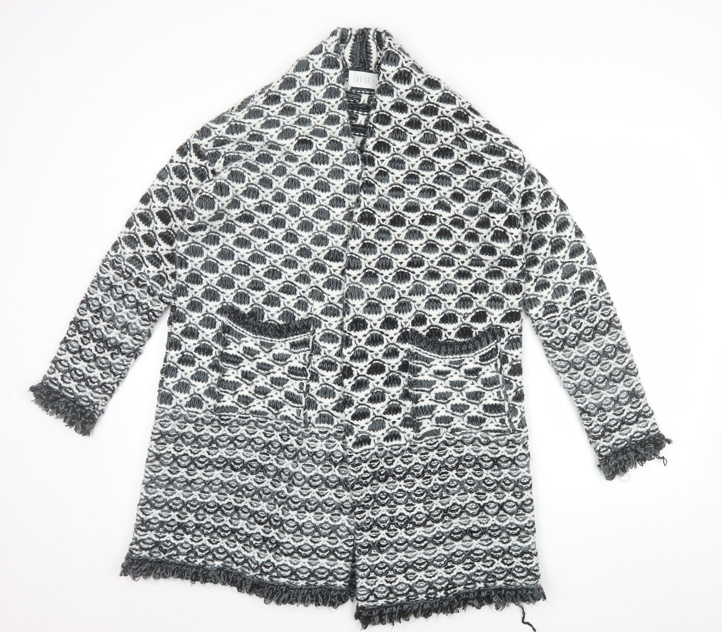 Savida Women Grey Chunky-Knit Long Cardigan Size S