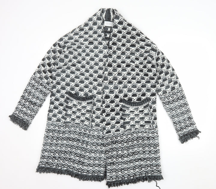 Savida Women Grey Chunky-Knit Long Cardigan Size S