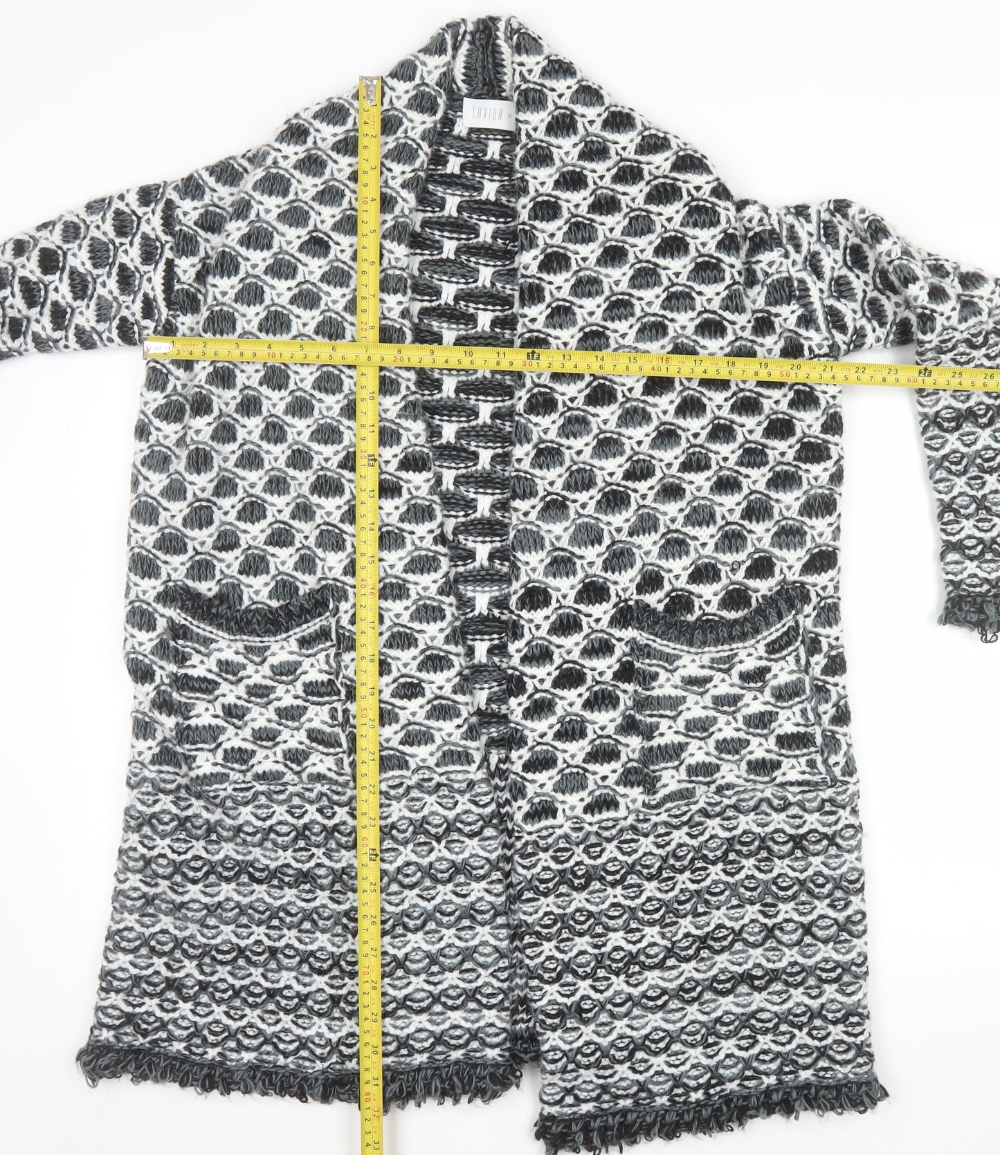 Savida Women Grey Chunky-Knit Long Cardigan Size S