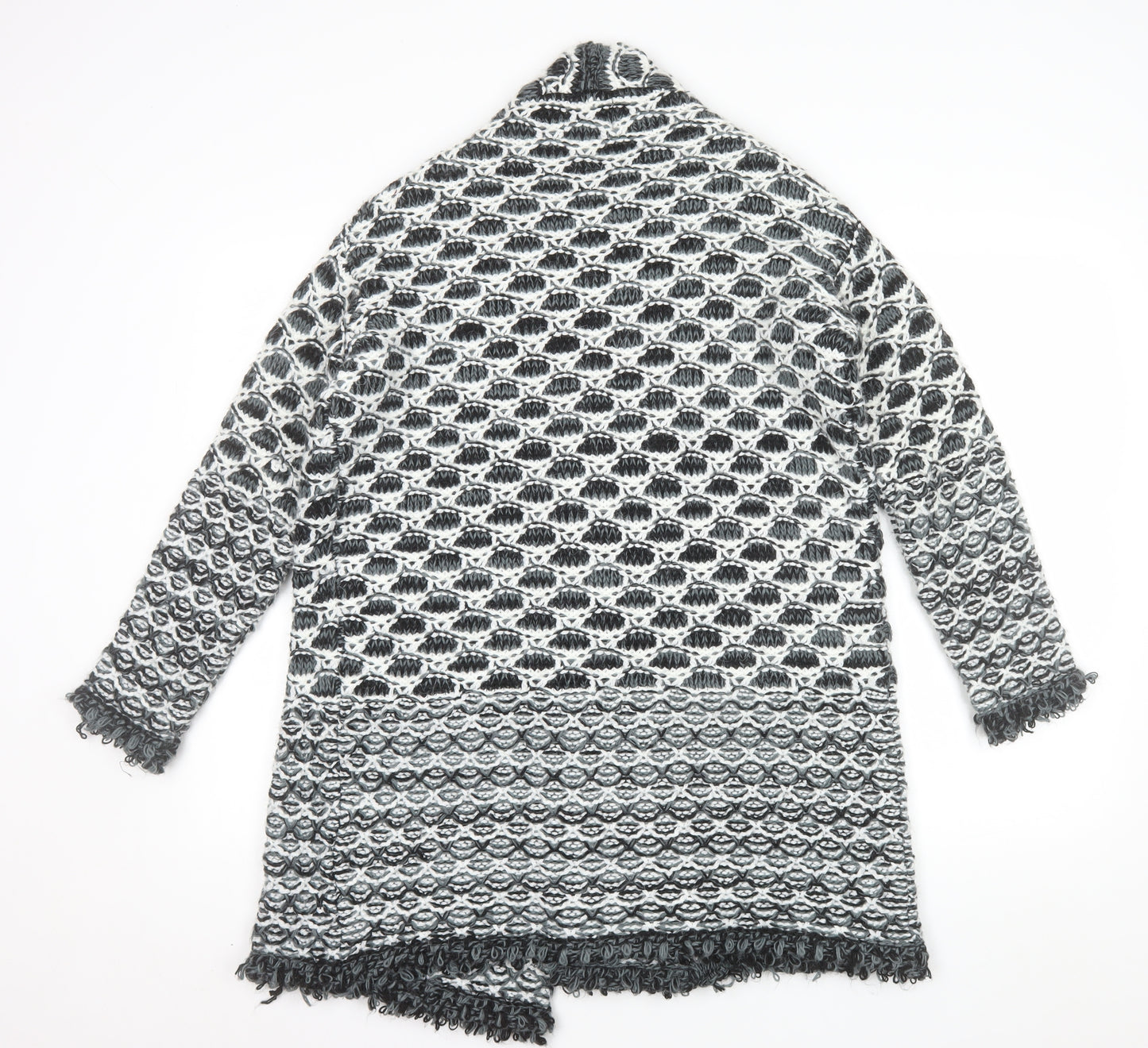 Savida Women Grey Chunky-Knit Long Cardigan Size S