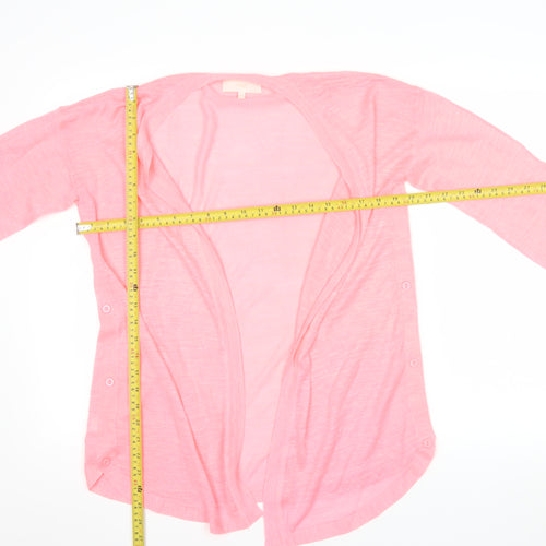 Next Women Pink Linen Blend 3/4 Sleeve Open Cardigan Size 10