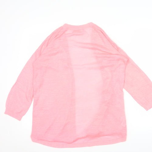 Next Women Pink Linen Blend 3/4 Sleeve Open Cardigan Size 10