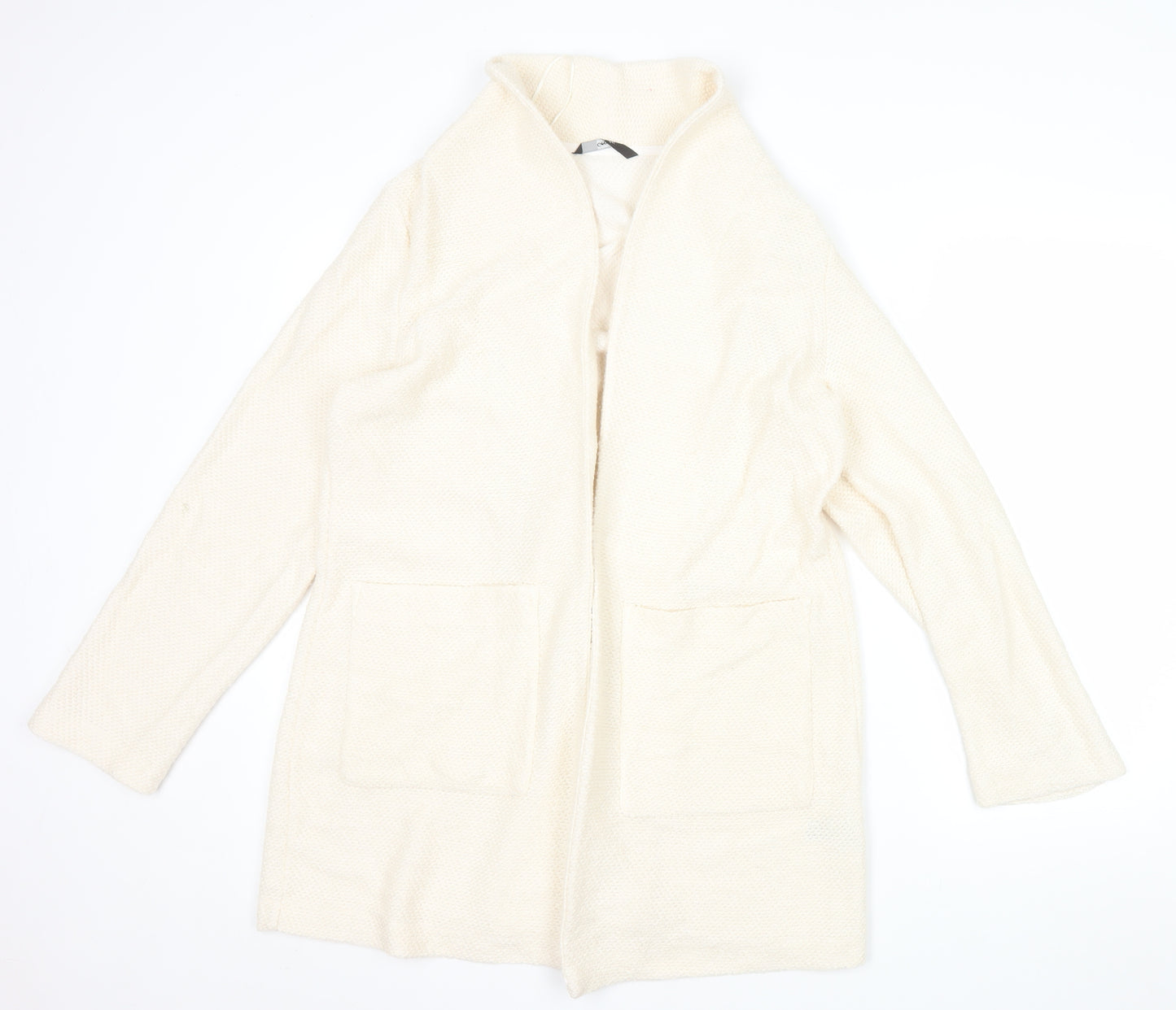 George Women's Beige Knit Coatigan UK 12 Open Front Long Sleeve