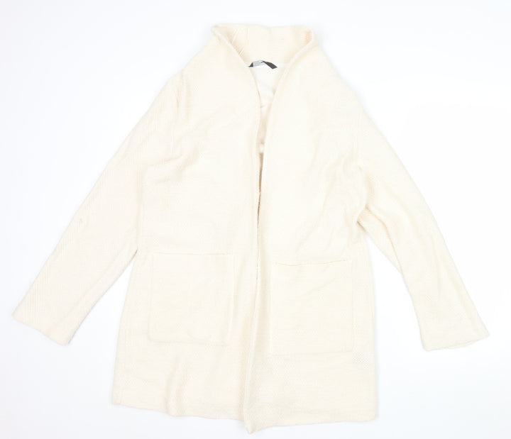 George Women's Beige Knit Coatigan UK 12 Open Front Long Sleeve