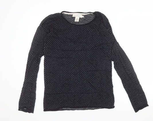 H&M Women’s Black Polka Dot Crew Neck Long Sleeve Jumper Size S