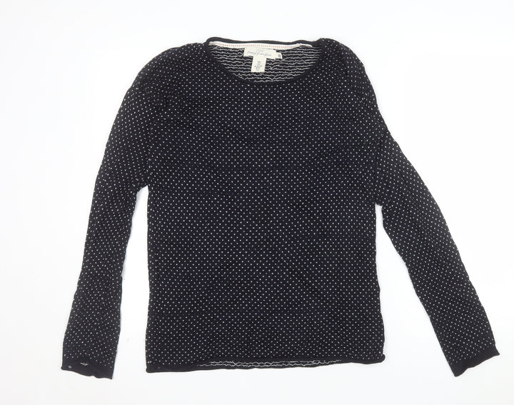 H&M Women’s Black Polka Dot Crew Neck Long Sleeve Jumper Size S