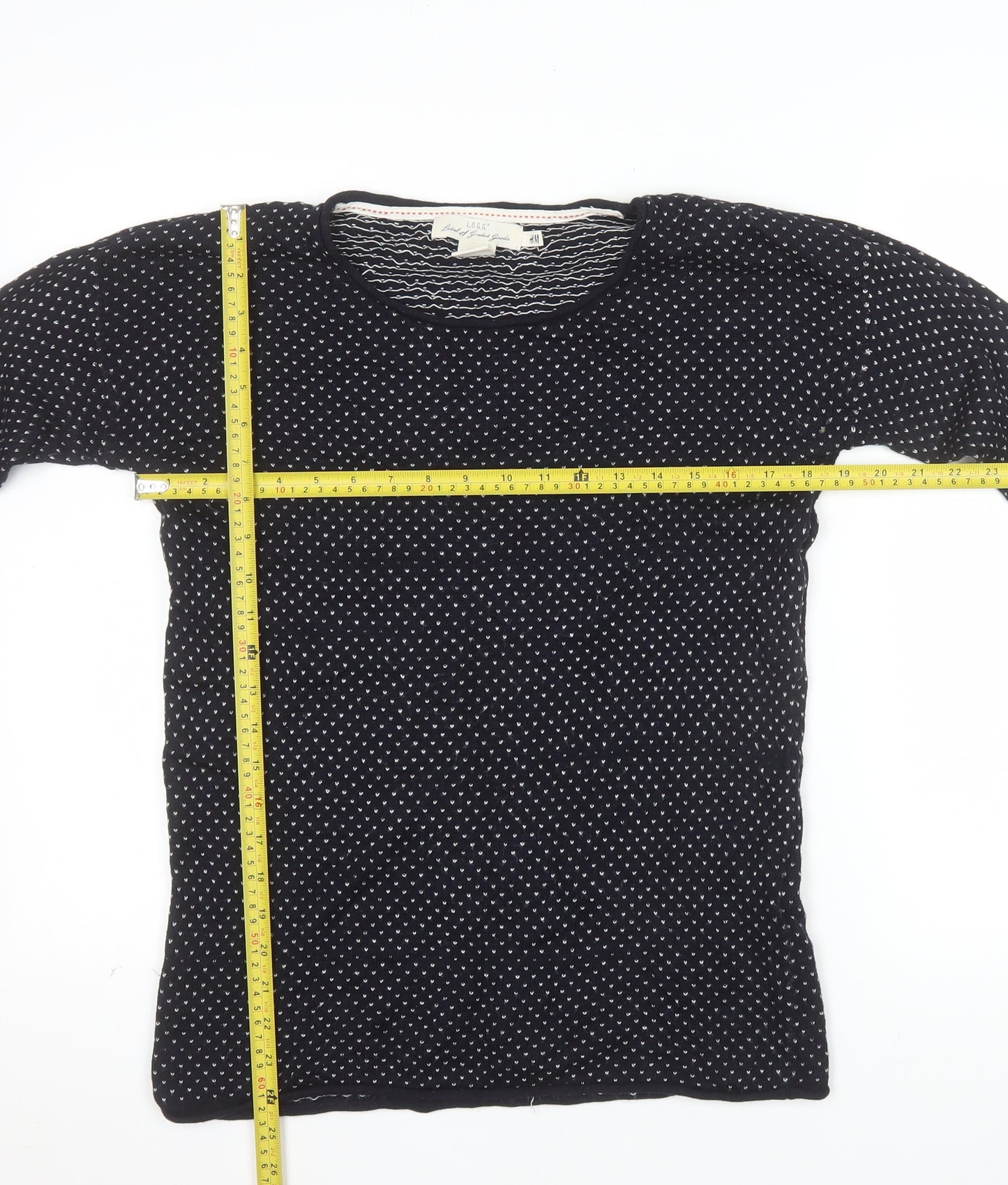 H&M Women’s Black Polka Dot Crew Neck Long Sleeve Jumper Size S
