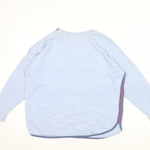 White Stuff Women's Blue Button Detail Crew Neck Jumper Size 14