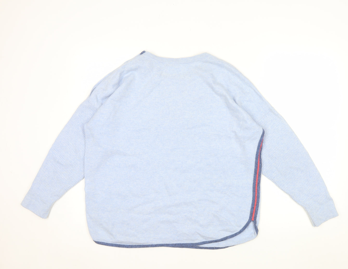 White Stuff Women's Blue Button Detail Crew Neck Jumper Size 14