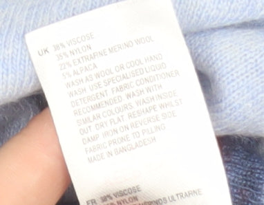 White Stuff Women's Blue Button Detail Crew Neck Jumper Size 14