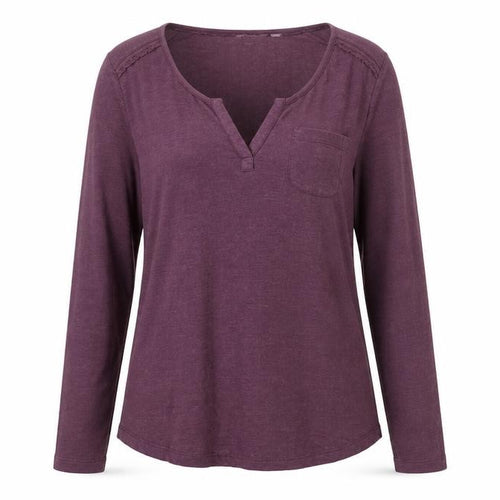 FatFace Womens Purple Long Sleeve Jersey V-Neck Top Size 12