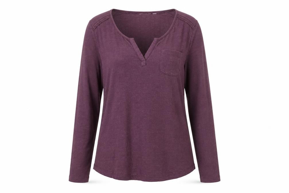 FatFace Womens Purple Long Sleeve Jersey V-Neck Top Size 12