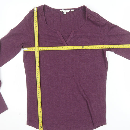 FatFace Womens Purple Long Sleeve Jersey V-Neck Top Size 12