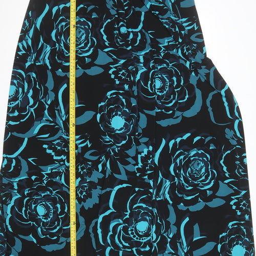 Monsoon Women Blue Floral Strapless Beaded Bodycon Dress Size 22
