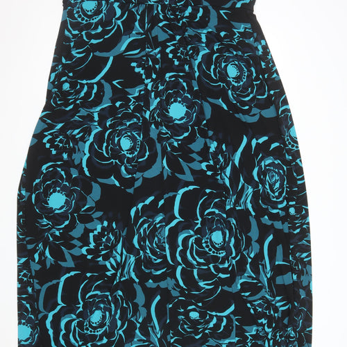 Monsoon Women Blue Floral Strapless Beaded Bodycon Dress Size 22