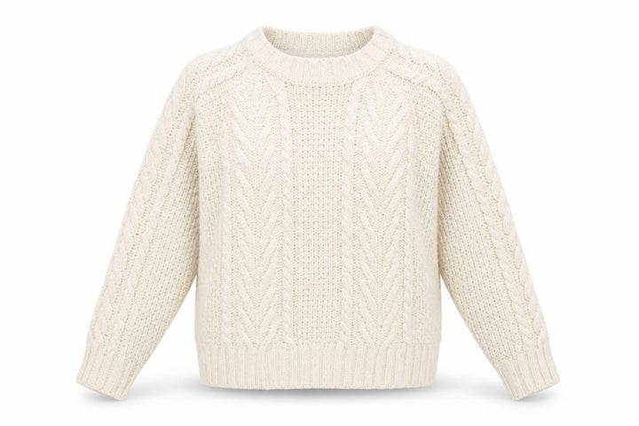FatFace Women Ivory Cable Knit Crew Neck Wool Jumper Size 10
