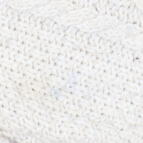 Fat Face Women Ivory Cable Knit Crew Neck Wool Jumper Size 10