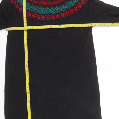 Seasalt Cornwall Womens Black Fair Isle Wool Blend Tunic Jumper UK16