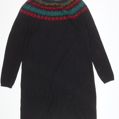 Seasalt Cornwall Womens Black Fair Isle Wool Blend Tunic Jumper UK16