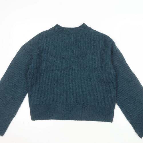 Hush Women’s Blue Mock Neck Wool Blend Knit Jumper Size S