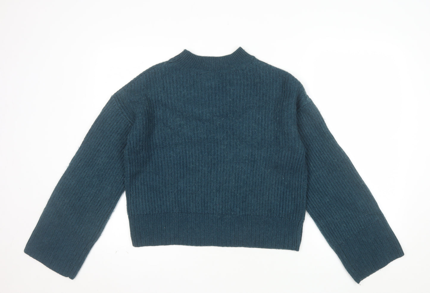 Hush Women’s Blue Mock Neck Wool Blend Knit Jumper Size S