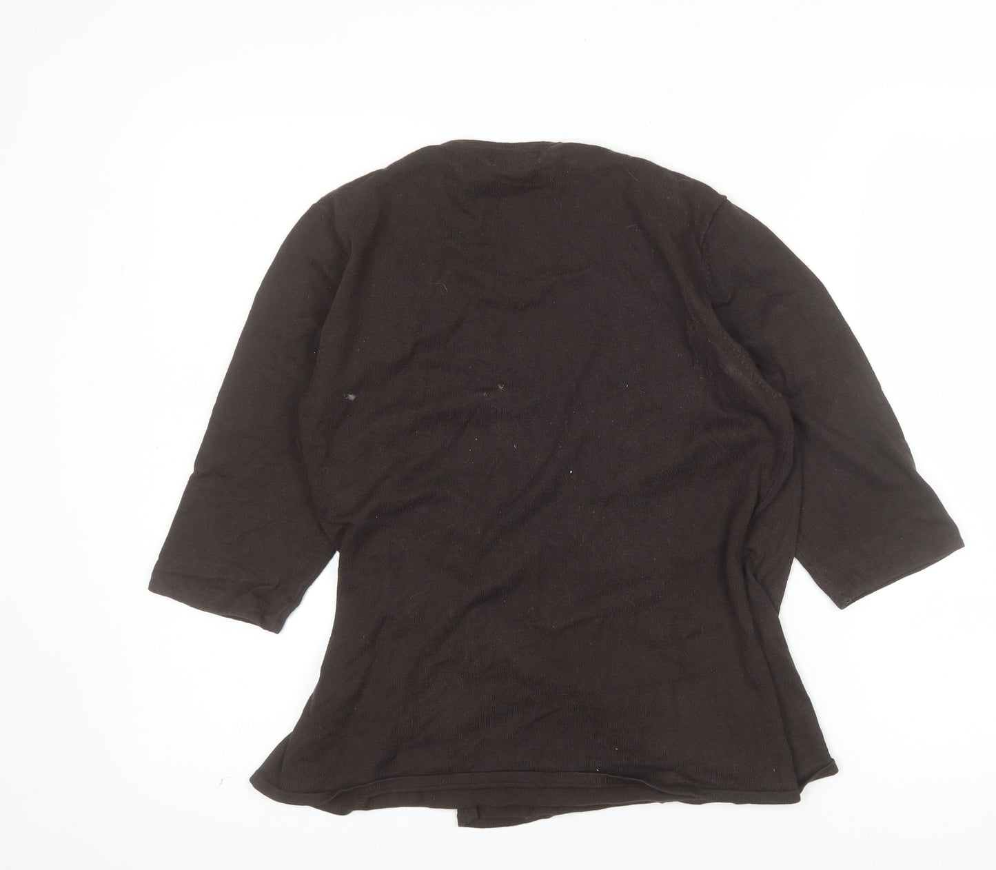 Kaliko Womens Brown Wrap Blouse Size 14 3/4 Sleeve V-Neck Buckle