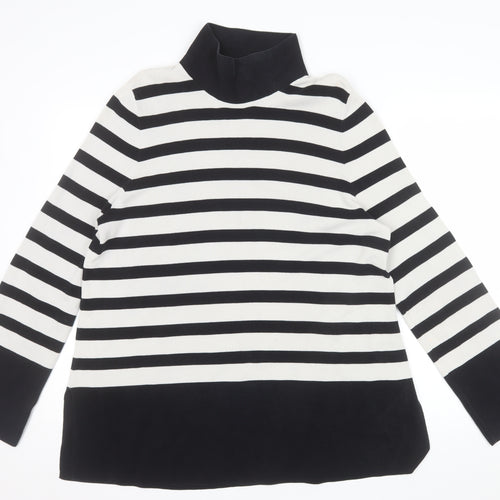 COS Womens Black Stripe Roll Neck Cotton Jumper Size S