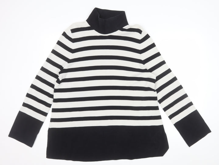 COS Womens Black Stripe Roll Neck Cotton Jumper Size S