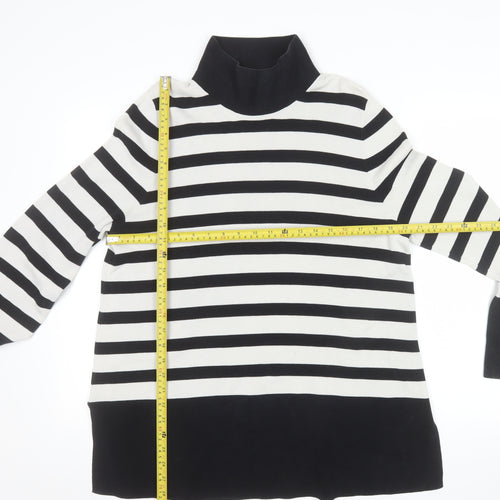 COS Womens Black Stripe Roll Neck Cotton Jumper Size S