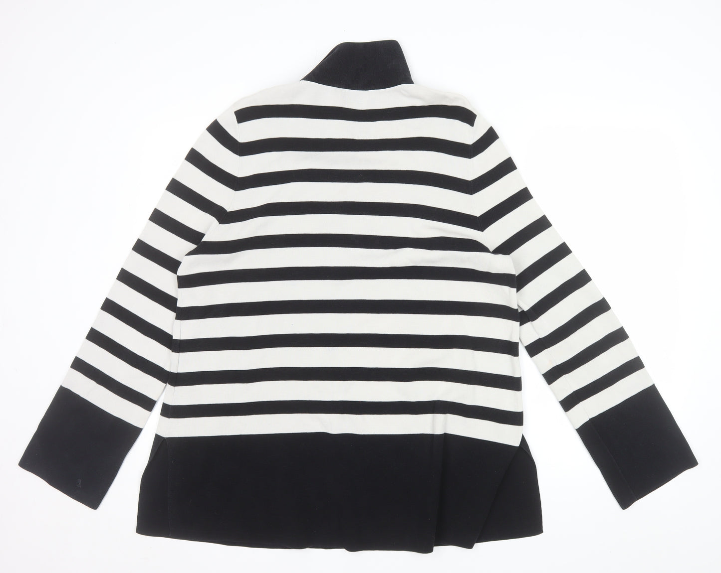 COS Womens Black Stripe Roll Neck Cotton Jumper Size S