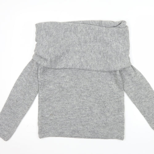River Island Women Grey Off Shoulder Relaxed Jumper XS