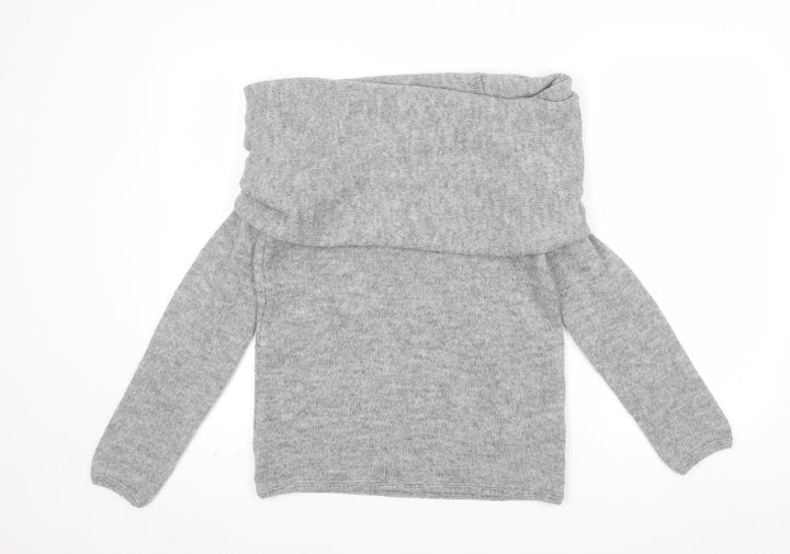 River Island Women Grey Off Shoulder Relaxed Jumper XS