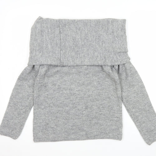 River Island Women Grey Off Shoulder Relaxed Jumper XS
