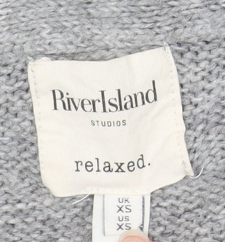 River Island Women Grey Off Shoulder Relaxed Jumper XS