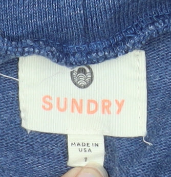 Sundry Womens Blue Pullover Hoodie Cotton Blend Size M